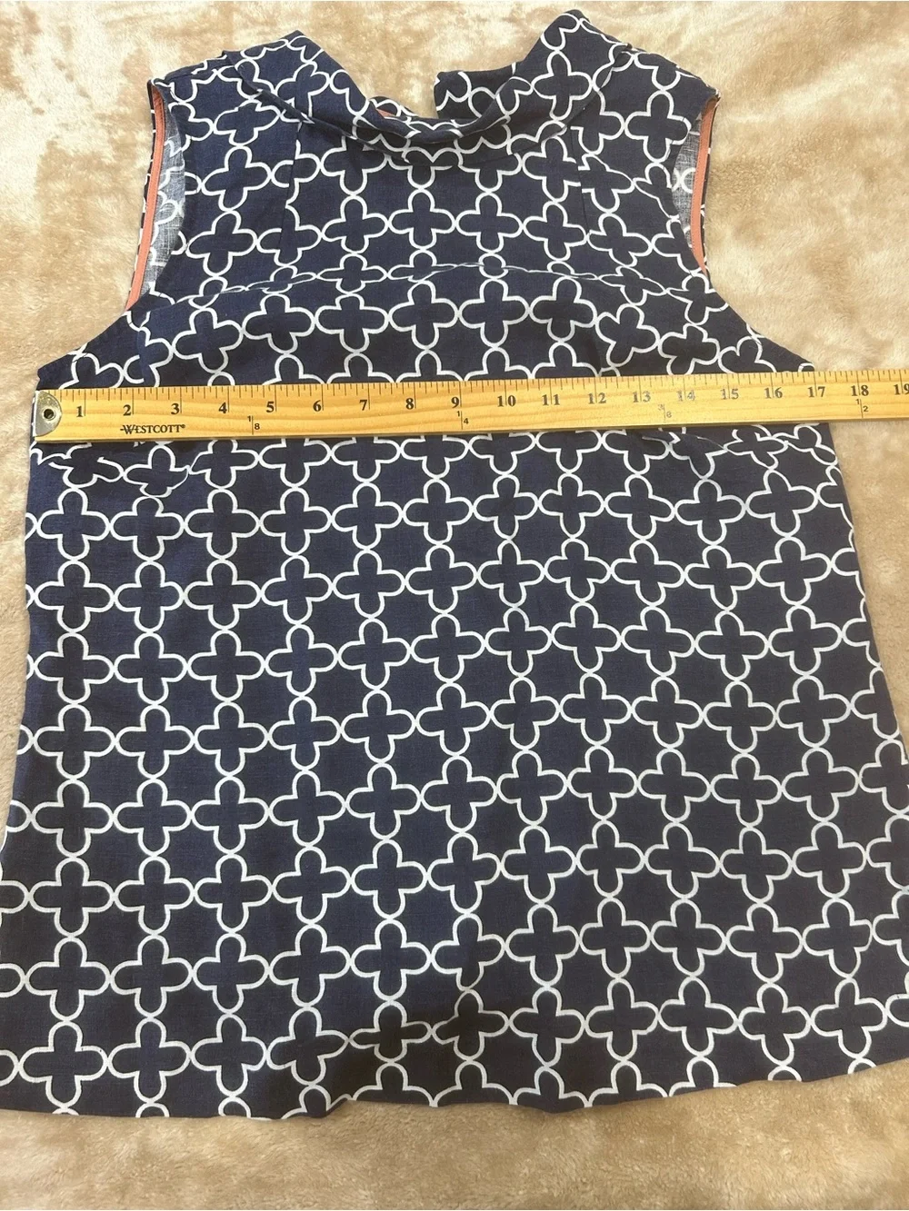 Boden 100% Linen Sleeveless Button Back Top Navy White Print US 6 UK 10 coastal - Picture 8 of 13
